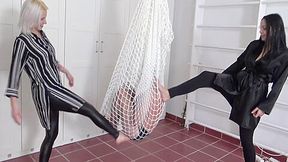 Kicking Chicks Have Fun With Slaves