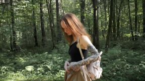 Petite Ginger Masturbates and Squirting in Public Park