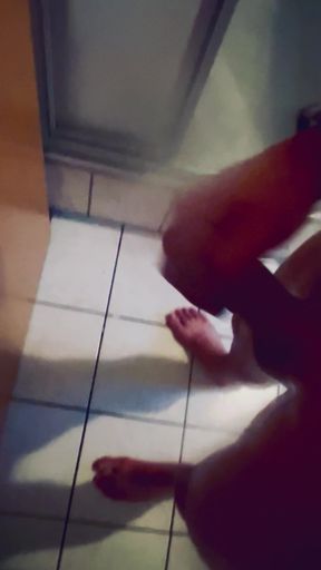 German man is horny in the shower.