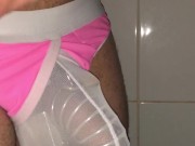 hiding CHASTITY DEVICE under my Gym Shorts