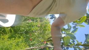 Being completely naked in the garden