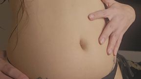 Hurt belly button slow fingering