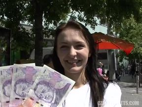 Amateur cute brunette fucks outdoors with stranger