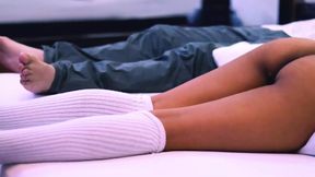 The student seduces the teacher and fucks him in his room while they watch a movie together.