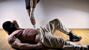 Precision Pressure — White Socks Trampling and Stomping on Red Abs