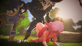 Huge monster fucks futa Yae Miko hard in the ass