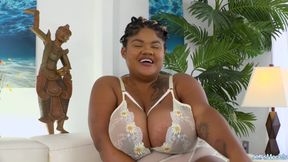 Mega Tits Ebony Jaida Violet Rides a Big Rubber Cock