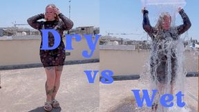 Dry vs Wet Outdoor in Transparent Dress Without Bra [4k]