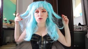 NYLON PANTYHOSE BLUE PART 2 Leather corset