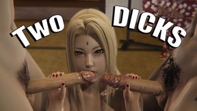 3D Hentai Two DICKS Tsunade sucks