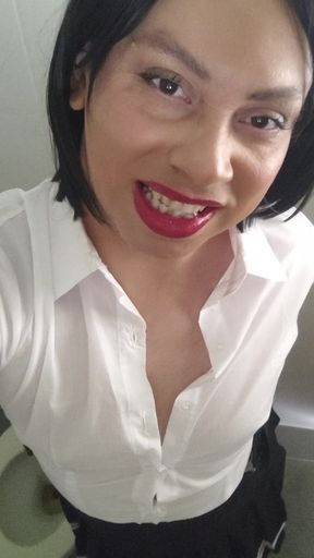 Using vibrator in a bar&#039;s public toilet