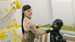 Thirsty Gimp has Foot Fetish Quenched by Ms Nacke