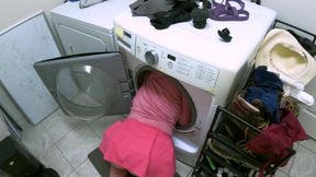 Stepmom Stuck in the Washing Machine Takes It in Both Holes to Keep It a Secret