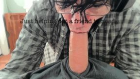 Straight Roommate Tries First Time Blowjob on Big Dick