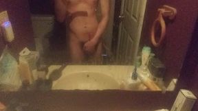 Masturbating myself in the bathroom.