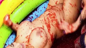Pool Pussies Scene-4 Brunette Lesbians with Big Tits Having Sex Together in a Jelly Pool