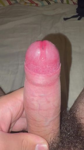 Hot amateur solo session with precum and uncut cock