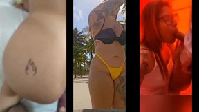 ruiva casada da o cuzinho pro marido corno e depois vai a praia e pega um desconhecido roludo e faz um boquete no banheiro quimico e leva gozada na cara