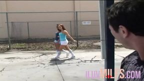 Two tiny-titted babes get rough in a merciless threesome