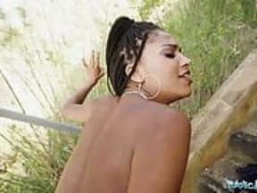 Public Agent Ebony Tina Fire and huge swinging and bouncing