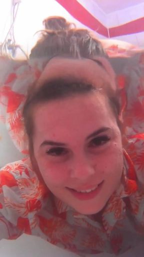 Breath Holding Underwater in Bathtub and Record with Waterproof Camera