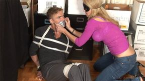 A masked Randy Moore gets down to tie and tape gag John! 1080p Version