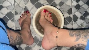 hitting your feet in the dry mud is a delicious sensation