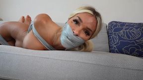Emma & Sassy Tape Bound and Wrap Gagged Tight by the Invader! (4k)