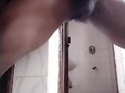Black Ebony Hung Pouring out Cum on his Chocolate boxer