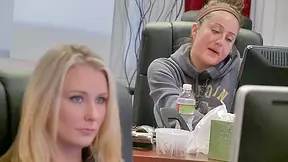 Petite blonde whore gets her twat destroyed at the work place