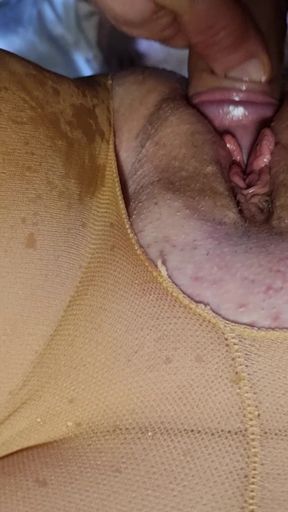 Close up Gushing Watersports - Shaved Cunt Soaked by Hardwood’s Cock