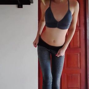 Grey Yoga Pants Wetting and Butt Worship