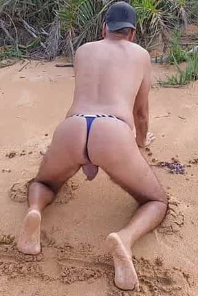 Ladysilva in Bikini on the Beach Showing off Her Hot and Greedy Ass by a Big Cock