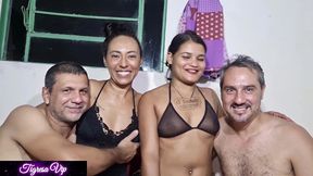 tigresa vip em uma live de troca de casal, o jornalista comeu meu cuzinho bem gostoso e brenda floripa faz um beijo grego no marido da tigresa parte 1