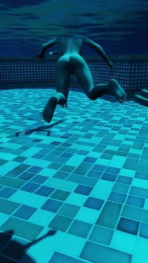 Angels Awakening 12 - Nude Swimming and Lesbian Kiss Scene in a Moonlit Pool