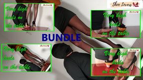 Black suede opentoe ultra high heels cock trampling on table. bundle version allthe five videos