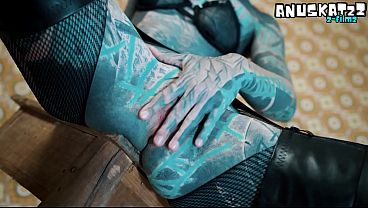 Tattooed Leather Bitch in Heels &ndash_ Deep Anal Training Ride on Giant Black Cock on Chair