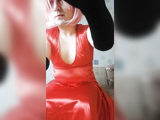Red Lengthy Clothed Nice-looking White Femboy