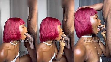 LIGHTSKIN BBC DEEPTHROAT SLOPPY BLOWJOB WITH MESSY CUMSHOT FACIAL