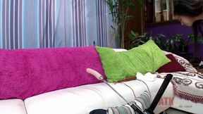 Caroline Ray is sitting among a fuck machine and the eroticizer