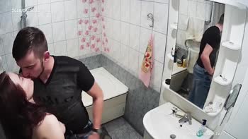 Sultry Redhead's Steamy Bathroom Quickie with Cumming Finale