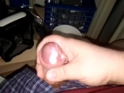 Chubby enby busts a nut in slow motion