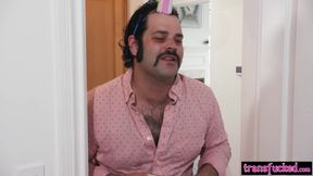 7 minutes in heaven with horny busty shemale and tranny deepthroated friend