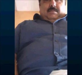 Fat Turkish Grandpa Strokes His Cock