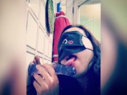 Submissive Faggot trains deeptrhoat with dildo