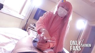 Bocchi the Rock Cosplayer Hand-Job, Footplay, Chinese Crossdresser Femboy Anime Costume Play part.14