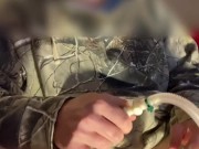 College student testing out penis pump on small cock