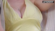 Public Threesome: Curvy Redhead Fingered Then Fucked Bent Over a Washer