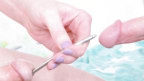 ”Two Shemales Having some Metal Rod Insertion Fun”