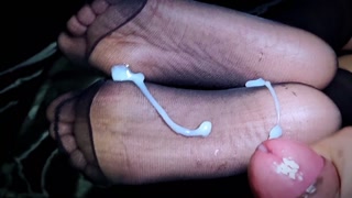 Cum in Nylon stockings,  Nylon Fetish, Cum in Soles